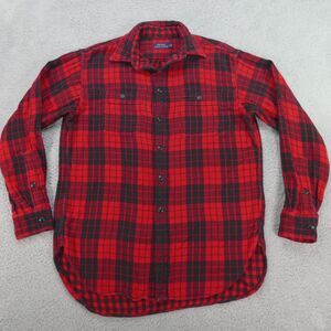 Polo Ralph Lauren Flannel Shirt Men Medium Red Black Plaid Button Up Long Sleeve